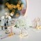 Fake Flowers in Vase for Table: White Artificial Peony with Glass Vase LED Light for Centerpieces Decor - Small Faux Arrangements Desk Vanity Bathroom Office Decoration
